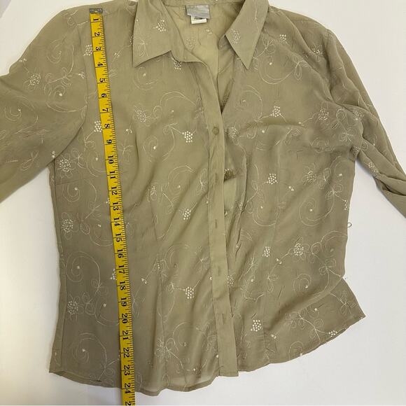 Tailor B. Moss Women’s XL Beige Embroidered Button-Up Shirt - Picture 7 of 11